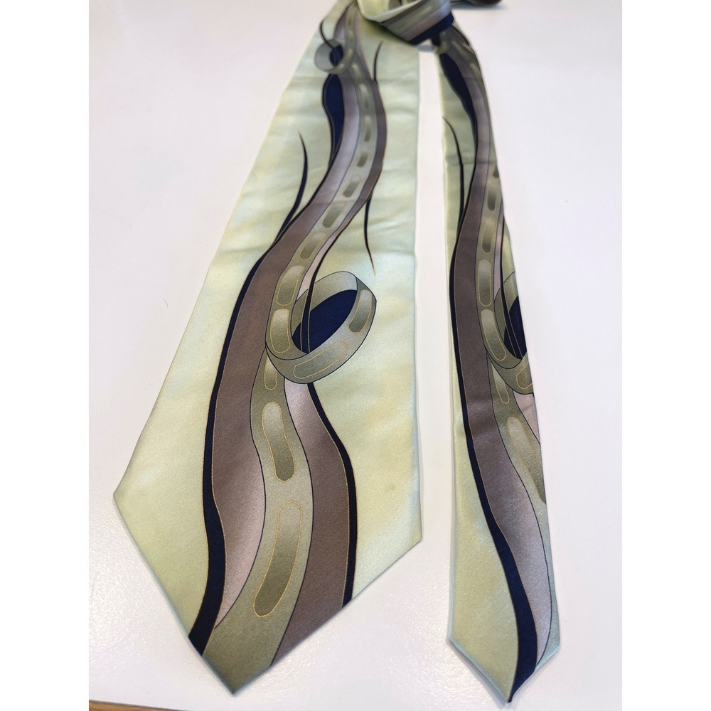 Ottimo Uomo‎ Green Abstract Art Silk Mens Tie
